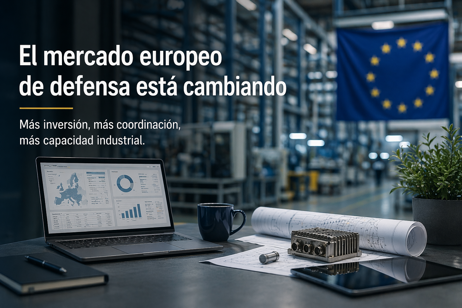Entorno industrial europeo vinculado al mercado de defensa, con foco en capacidad industrial, tecnología y coordinación