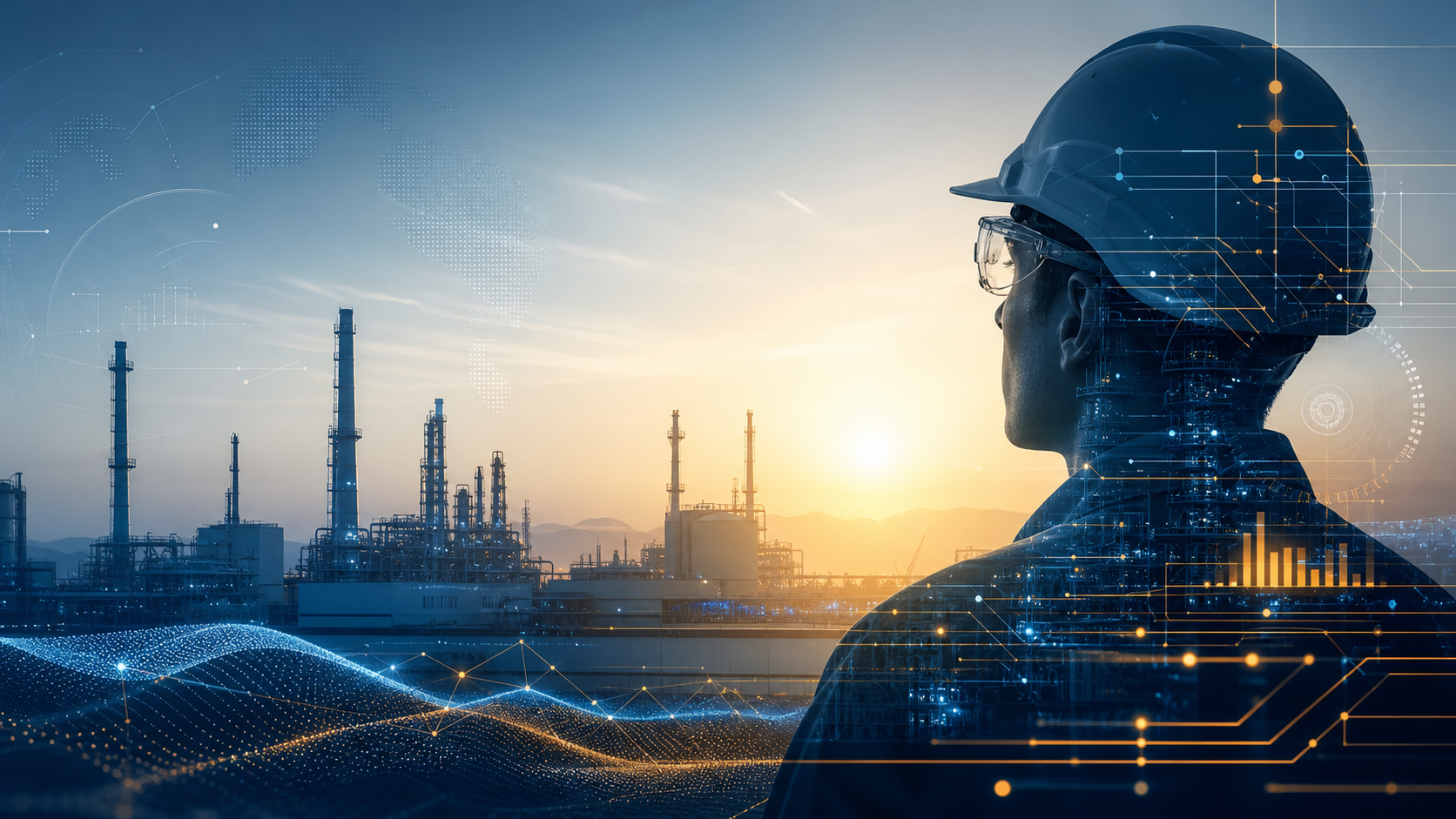 Escena editorial sobre consultoría tecnológica industrial en un entorno de decisión empresarial e industrial