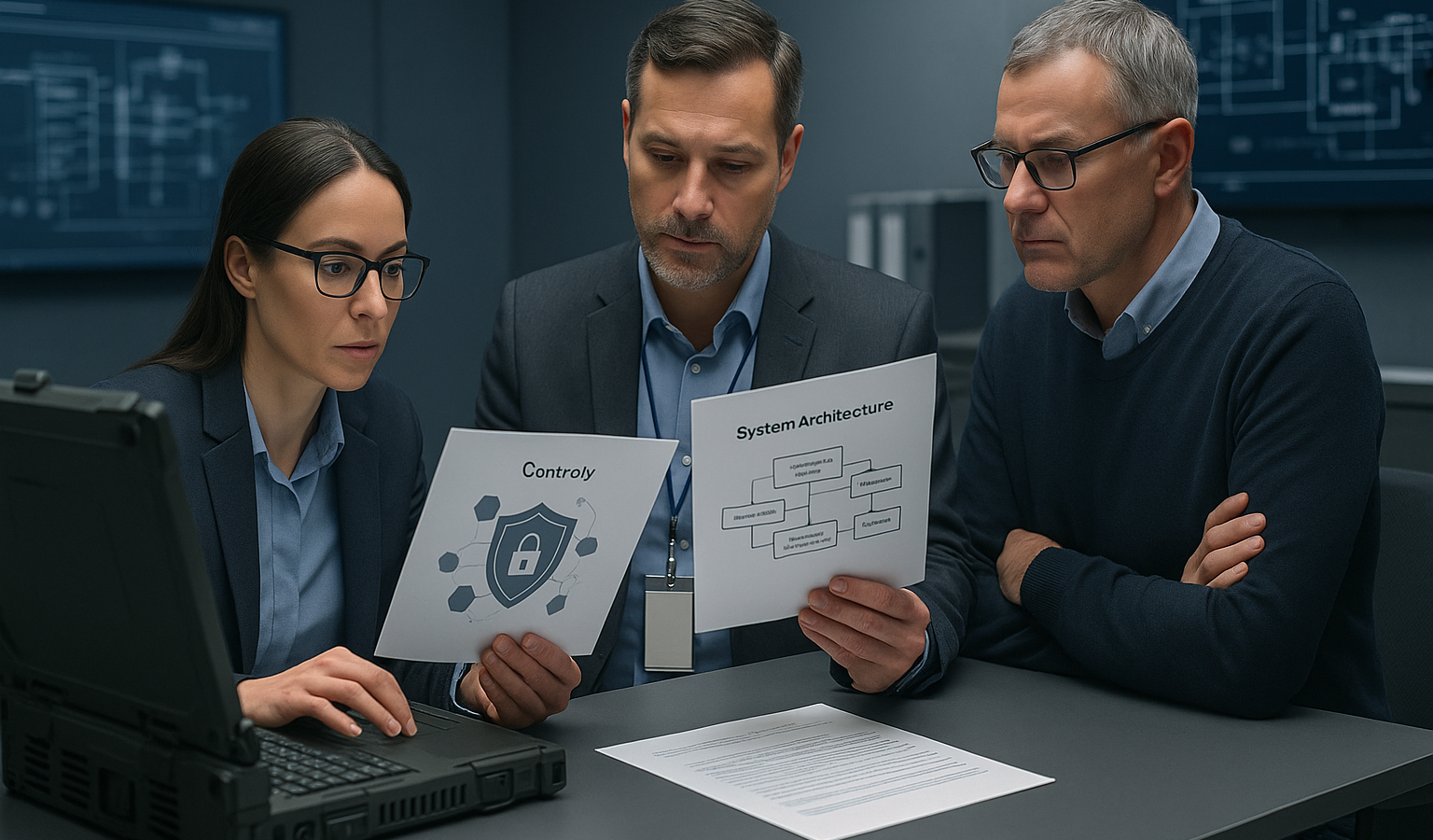 Empresa tecnológica revisando requisitos ENS e ISO 27001 para proyectos de defensa